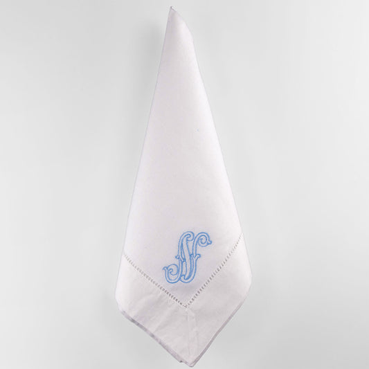 Linen Hemstitch Dinner Napkins Embroidered with Monogram - Set of 6