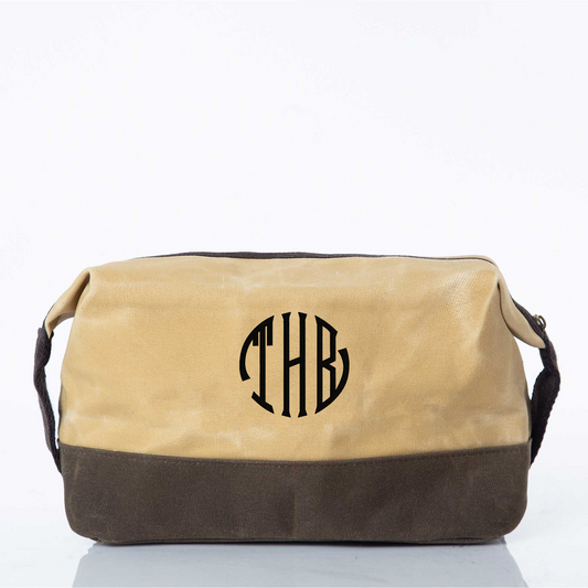 Embroidered Waxed Canvas Dopp Kit