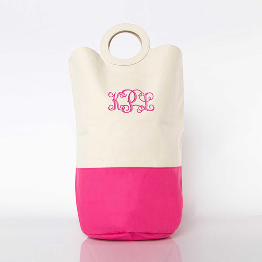 Personalized Canvas Color Block Laundry Hamper
