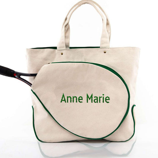 Embroidered Tennis Bag Canvas Tote with Monogram or Personalization