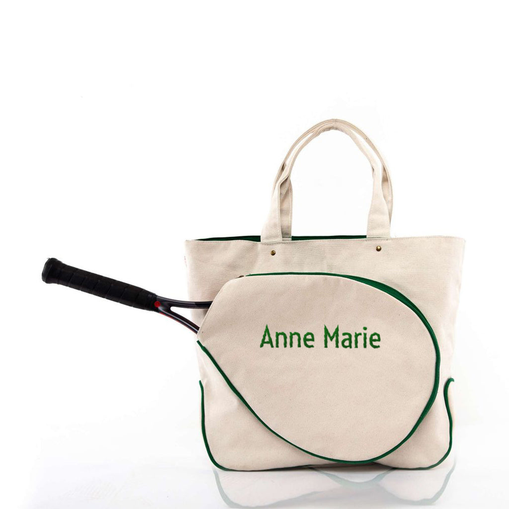 Embroidered Tennis Bag Canvas Tote with Monogram or Personalization