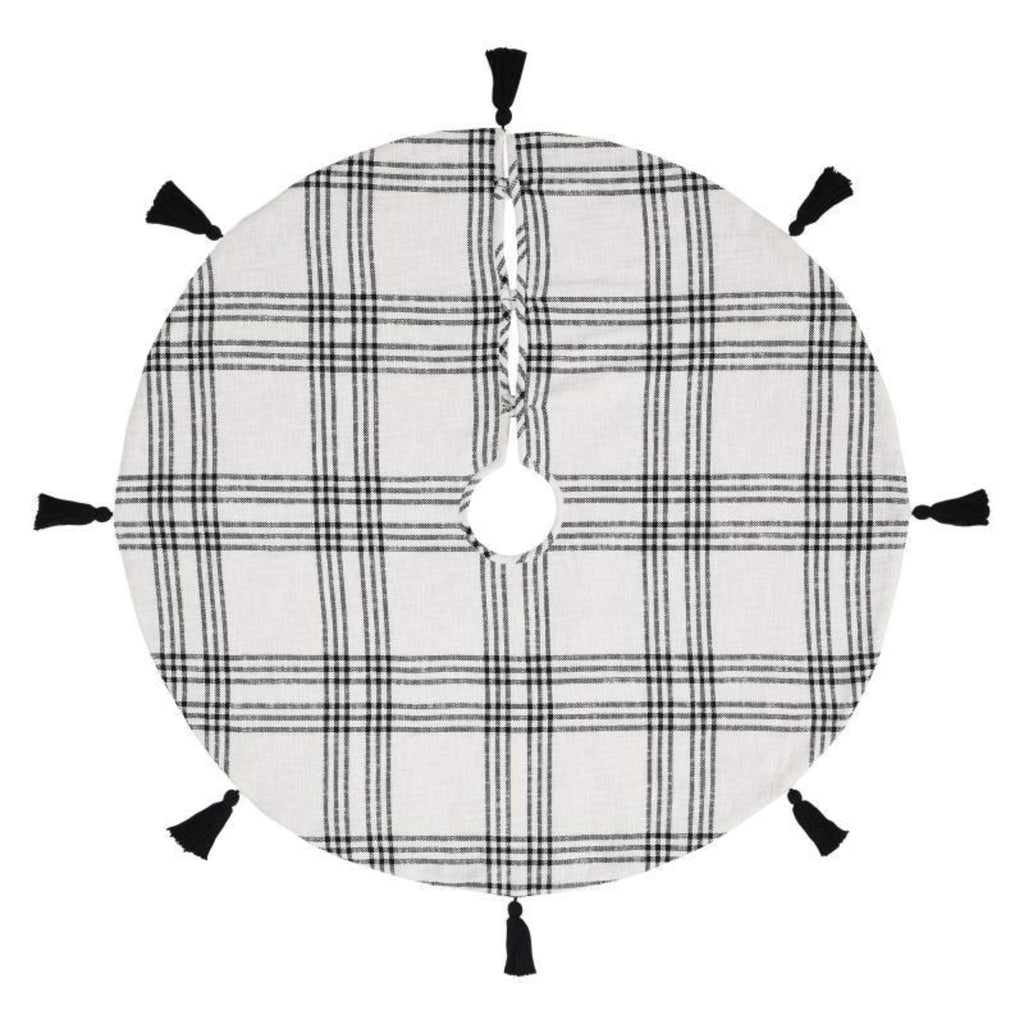 Black Plaid Christmas Tree Skirt  Full Front