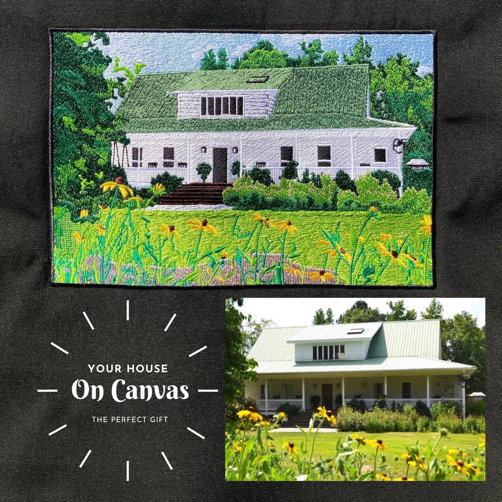 Embroidered House Portrait On Canvas Pitch A Stitch Plus