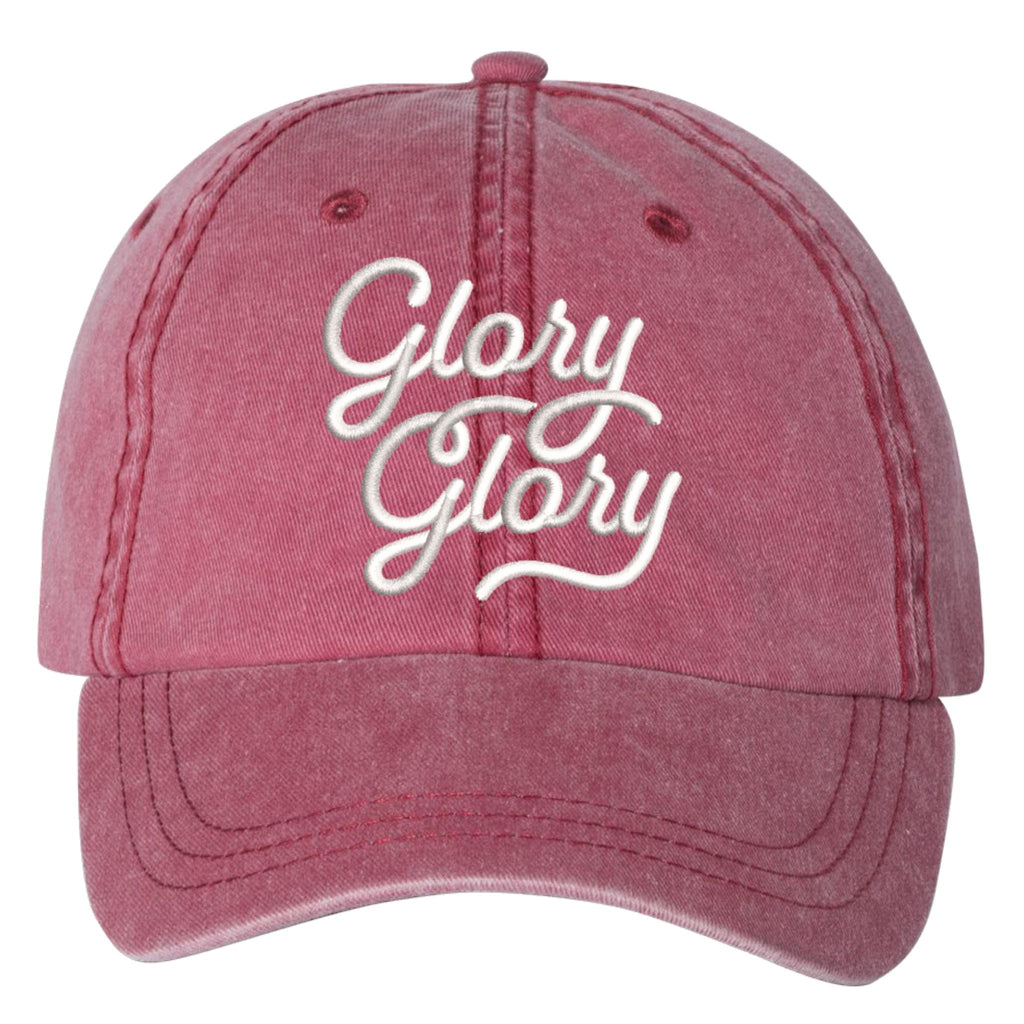 Glory Glory pigment dyed dad hat in red and white