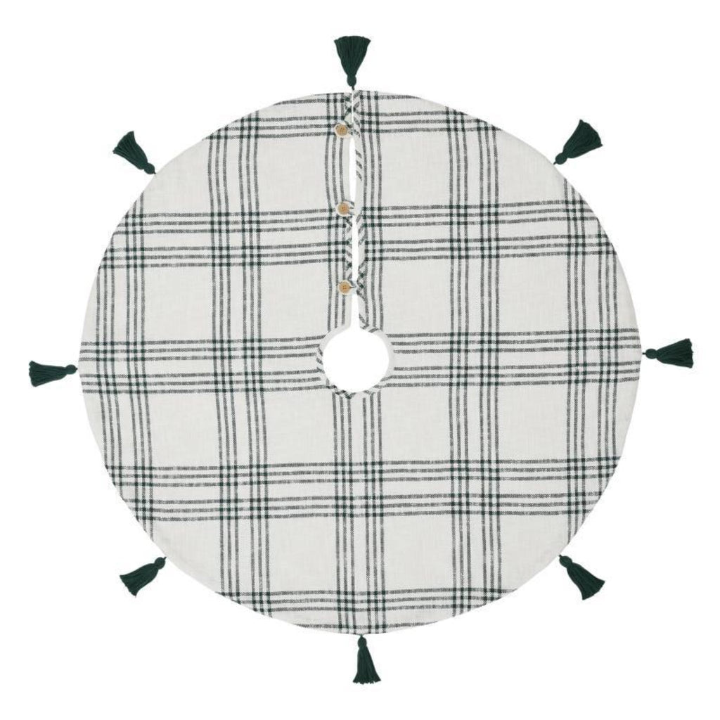 Green Plaid Christmas Tree Skirt Full